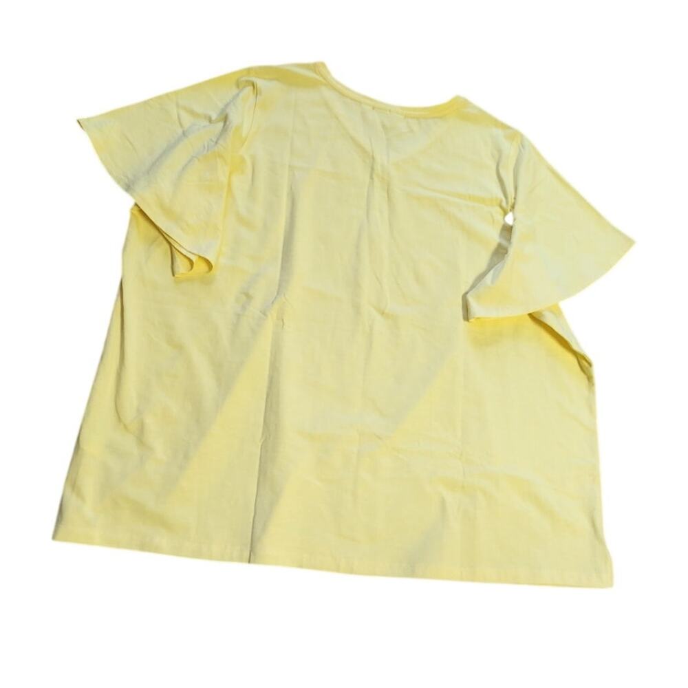 Quacker Factory All Flutter Yellow Butterfly Rhinestone V Neck T-Shirt Plus 3X - Picture 5 of 9